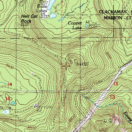 Topographic Map of Lookout Mountain Lookout, OR