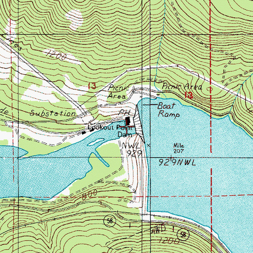 Topographic Map of Lookout Point Dam, OR