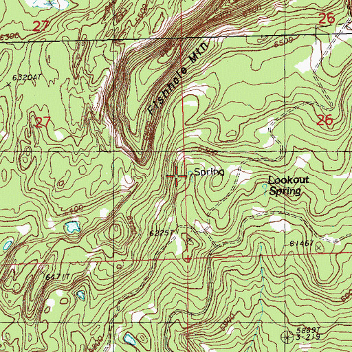 Topographic Map of Lookout Spring, OR