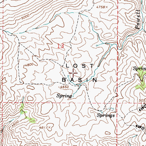 Topographic Map of Lost Basin, OR