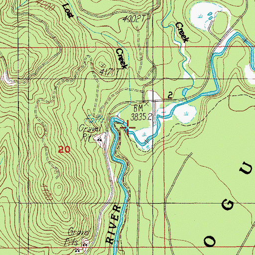 Topographic Map of Lost Creek, OR