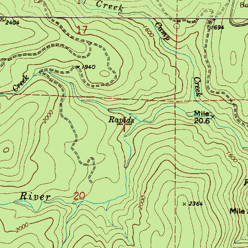 Topographic Map of Lost Creek, OR