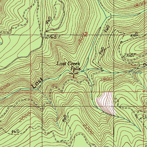 Topographic Map of Lost Creek Falls, OR