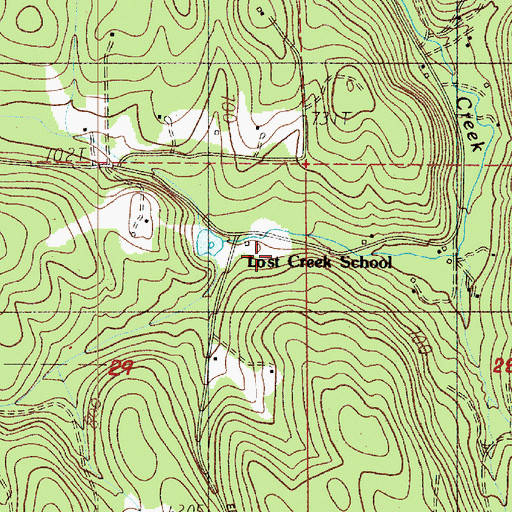 Topographic Map of Lost Creek School, OR