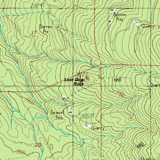 Topographic Map of Lost Dog Rock, OR