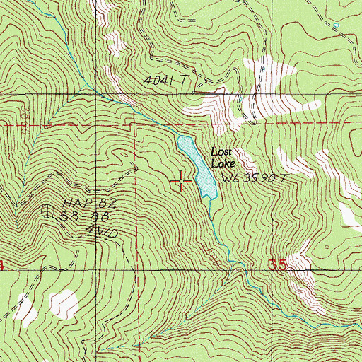Topographic Map of Lost Lake, OR