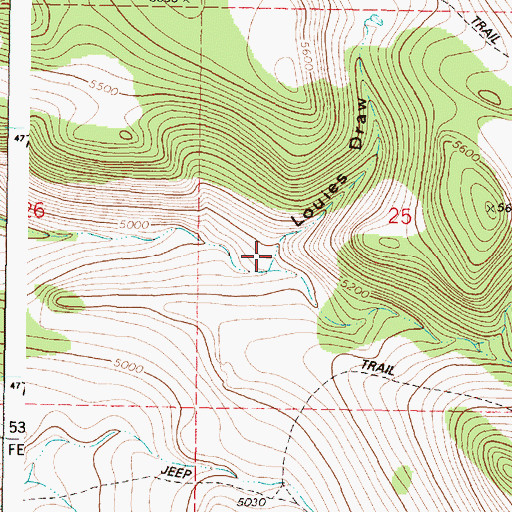 Topographic Map of Louies Draw, OR