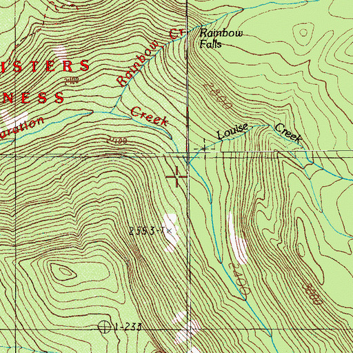 Topographic Map of Louise Creek, OR