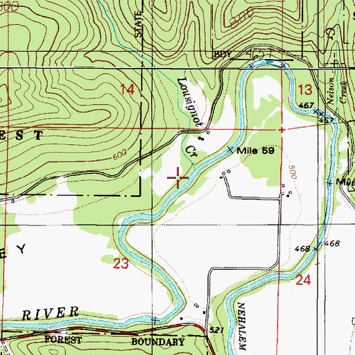 Topographic Map of Lousignont Creek, OR