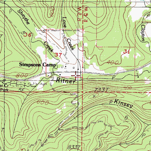 Topographic Map of Love Creek, OR