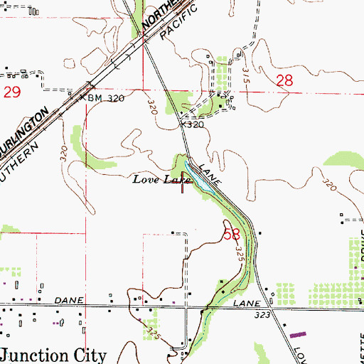 Topographic Map of Love Lake, OR