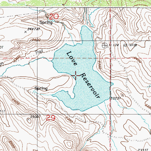 Topographic Map of Love Reservoir, OR