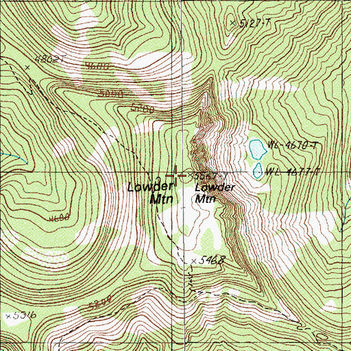 Topographic Map of Lowder Mountain, OR