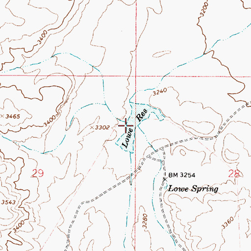Topographic Map of Lowe Reservoir, OR