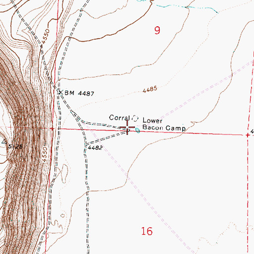Topographic Map of Lower Bacon Camp, OR