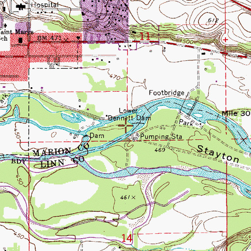 Topographic Map of Lower Bennett Dam, OR