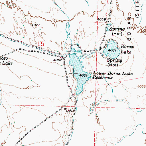 Topographic Map of Lower Borax Lake Reservoir, OR