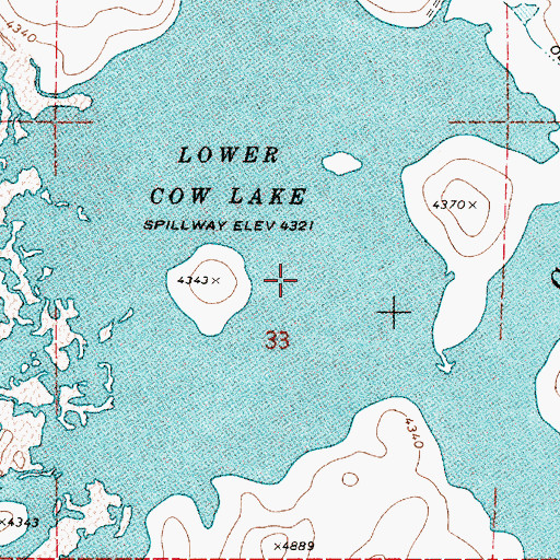 Topographic Map of Lower Cow Lake, OR