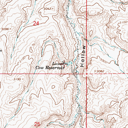 Topographic Map of Lower Cow Reservoir, OR