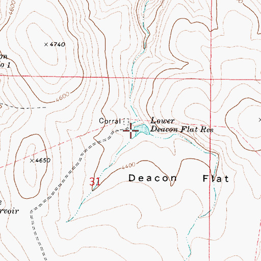 Topographic Map of Lower Deacon Flat Reservoir, OR