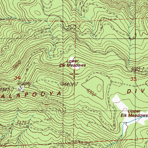 Topographic Map of Lower Elk Meadows, OR