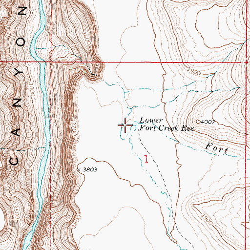 Topographic Map of Lower Fort Creek Reservoir, OR