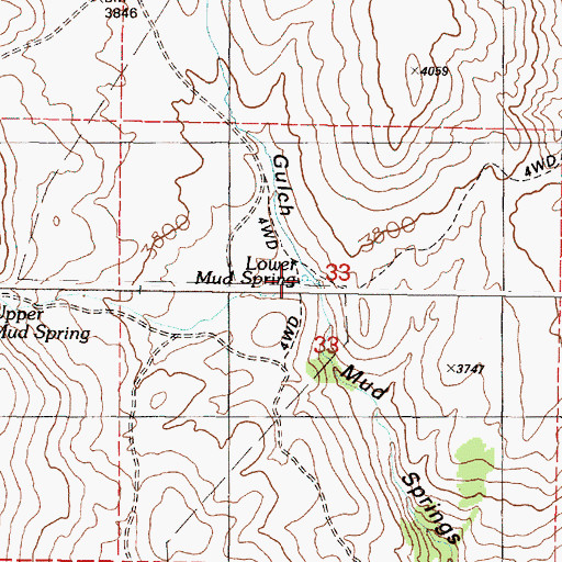 Topographic Map of Lower Mud Spring, OR