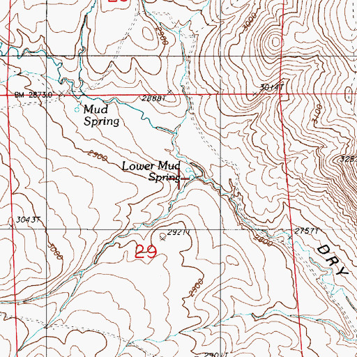 Topographic Map of Lower Mud Spring, OR