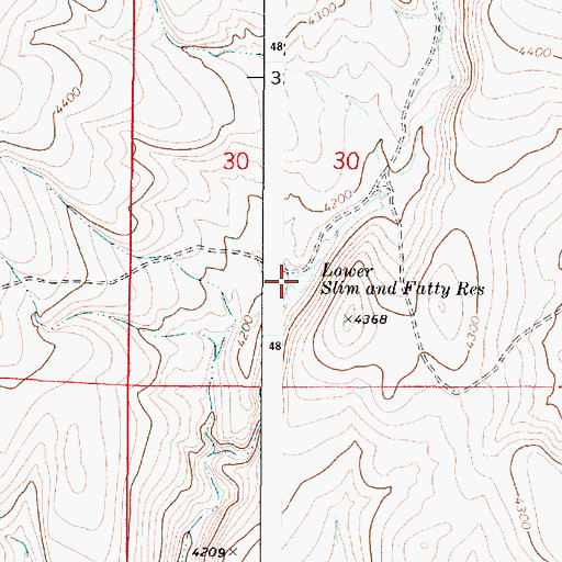 Topographic Map of Lower Slim and Fatty Reservoir, OR