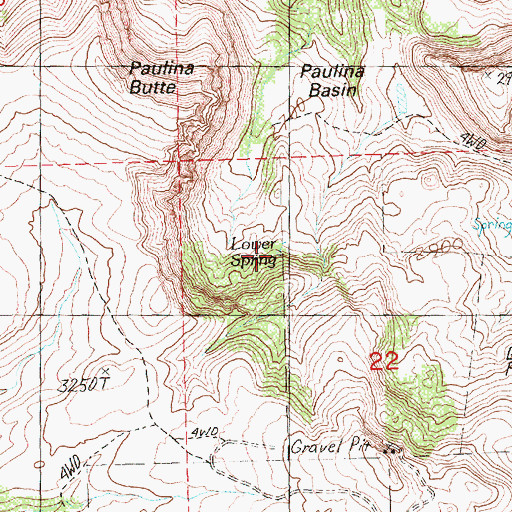 Topographic Map of Lower Spring, OR