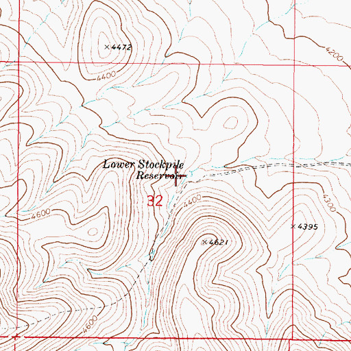 Topographic Map of Lower Stockpile Reservoir, OR