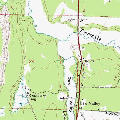 Topographic Map of Lower Twomile Creek, OR