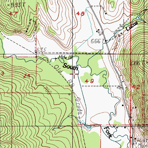 Topographic Map of Lucas Creek, OR