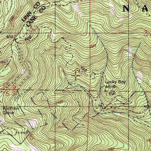 Topographic Map of Lucky Boy Mine, OR