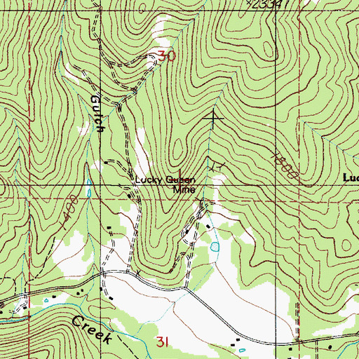 Topographic Map of Lucky Queen Mine, OR