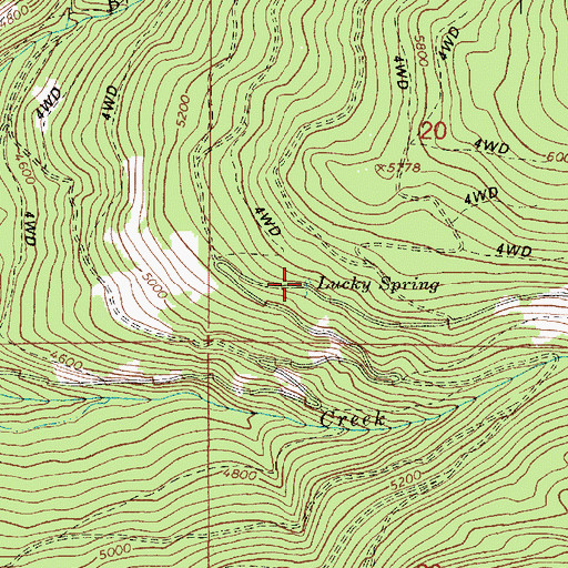 Topographic Map of Lucky Spring, OR