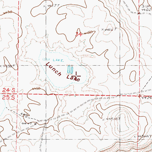Topographic Map of Lunch Lake, OR