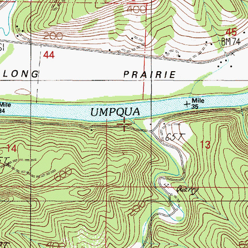 Topographic Map of Lutsinger Creek, OR