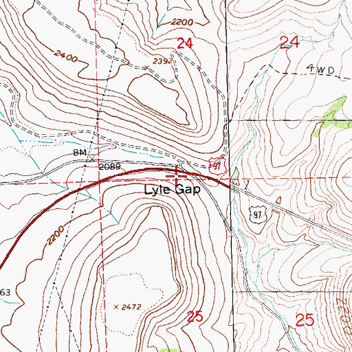 Topographic Map of Lyle Gap, OR
