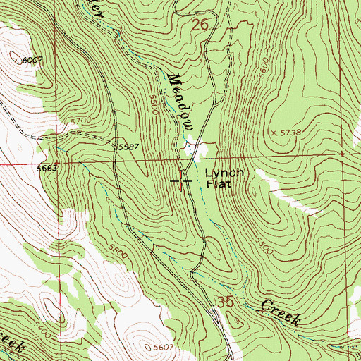 Topographic Map of Lynch Flat, OR