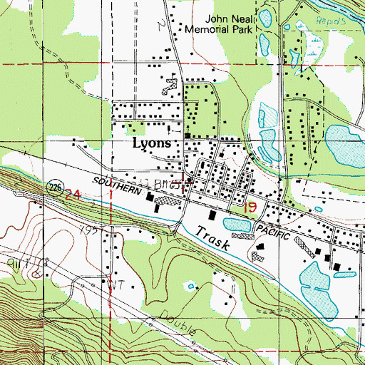 Topographic Map of Lyons, OR