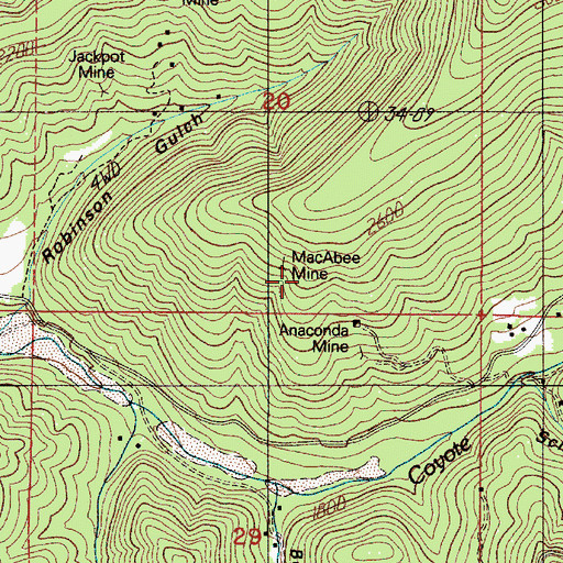 Topographic Map of MacAbee Mine, OR