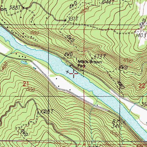 Topographic Map of Mack Brown Park, OR