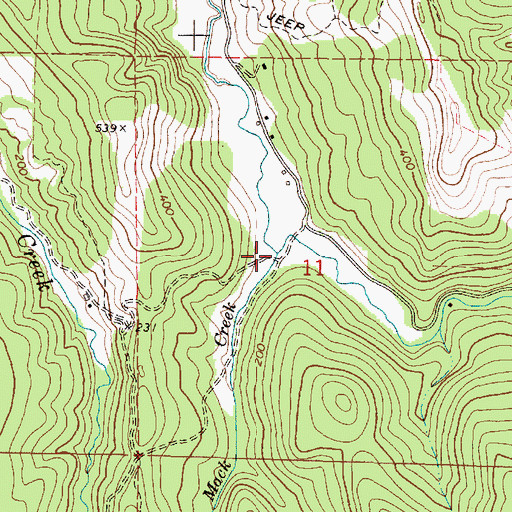 Topographic Map of Mack Creek, OR