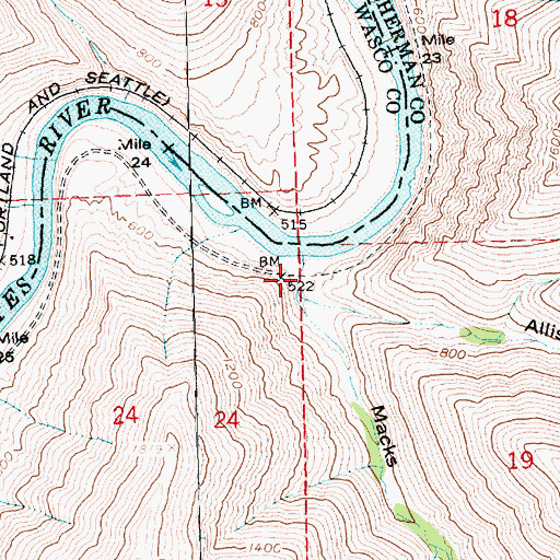 Topographic Map of Macks Canyon, OR