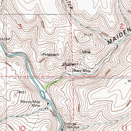 Topographic Map of Macy Mine, OR