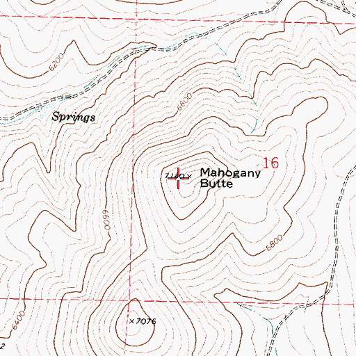 Topographic Map of Mahogany Butte, OR