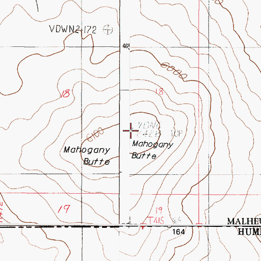Topographic Map of Mahogany Butte, OR