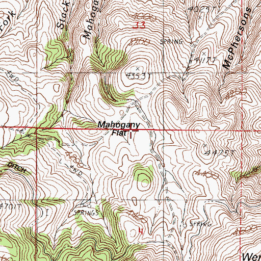 Topographic Map of Mahogany Flat, OR