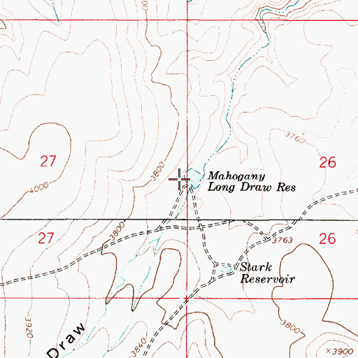 Topographic Map of Mahogany Long Draw Reservoir, OR